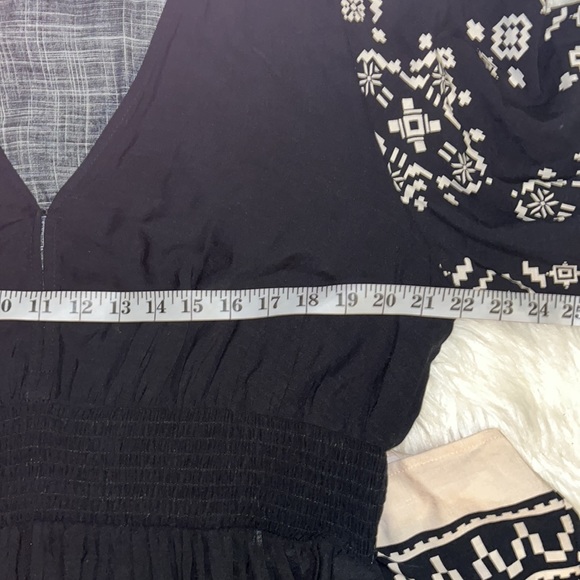 Knox Rose black white boho dress with balloon sleeves low cut plus size 2x - Picture 5 of 9